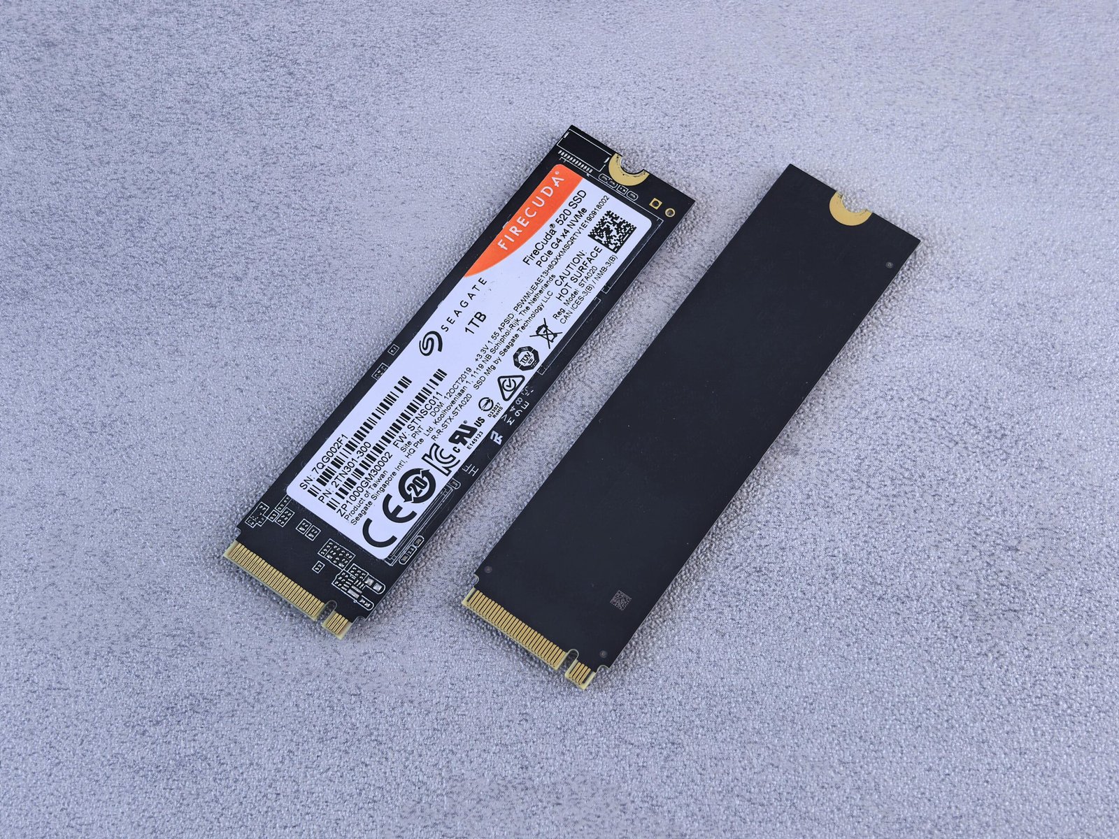 A modern NVMe SSD, which looks like a small stick of RAM.